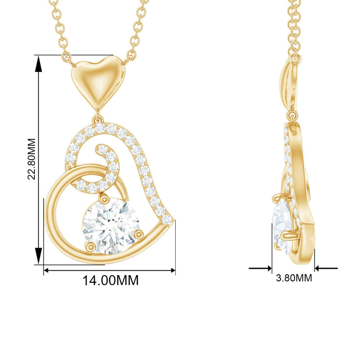 Certified Moissanite Heart Drop Pendant for Women Rosec Jewels