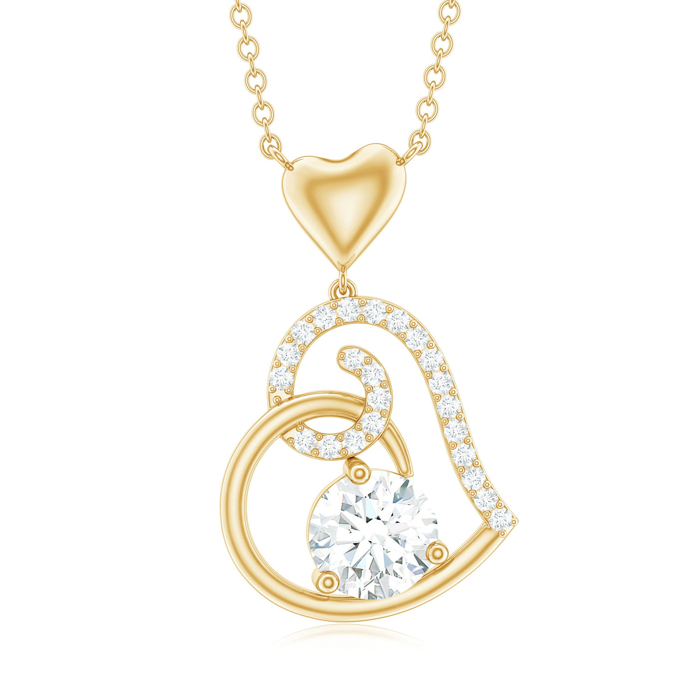 Certified Moissanite Heart Drop Pendant for Women Rosec Jewels
