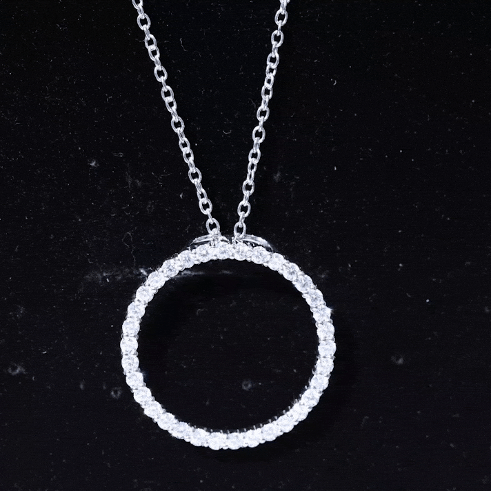 Certified Moissanite Eternity Necklace with Chain Rosec Jewels