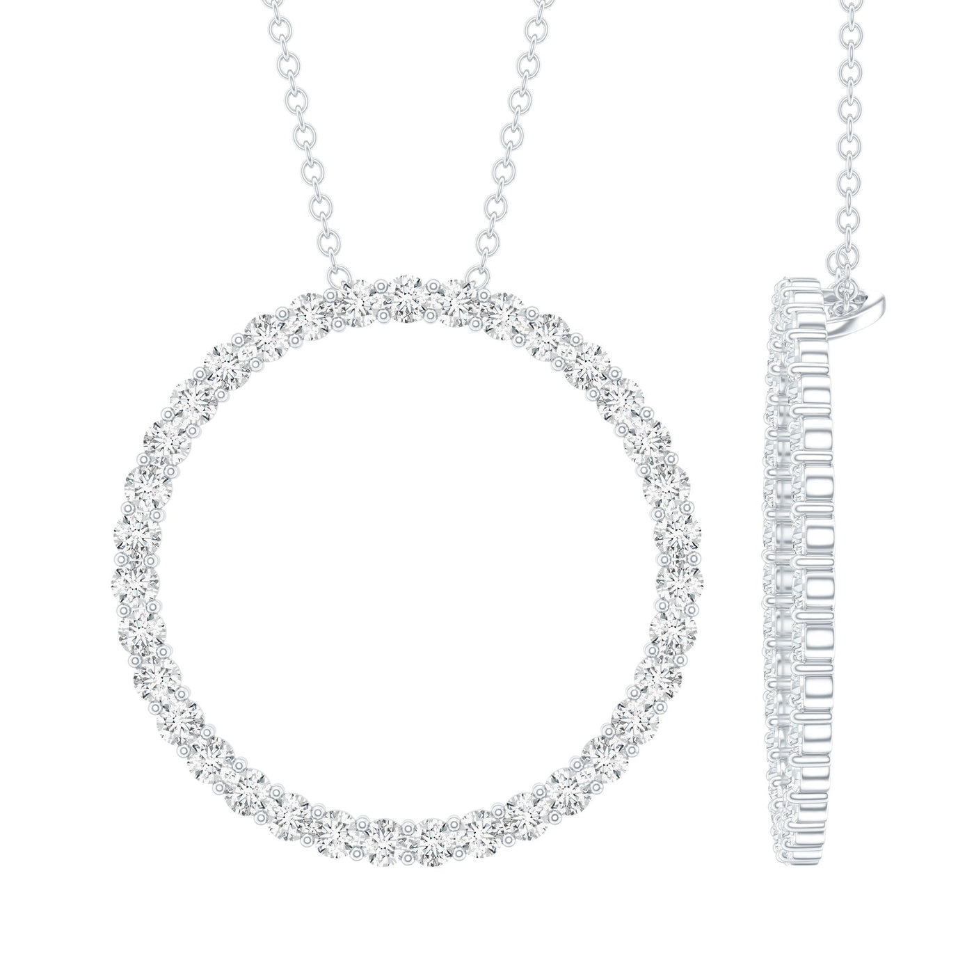 Certified Moissanite Eternity Necklace with Chain Rosec Jewels