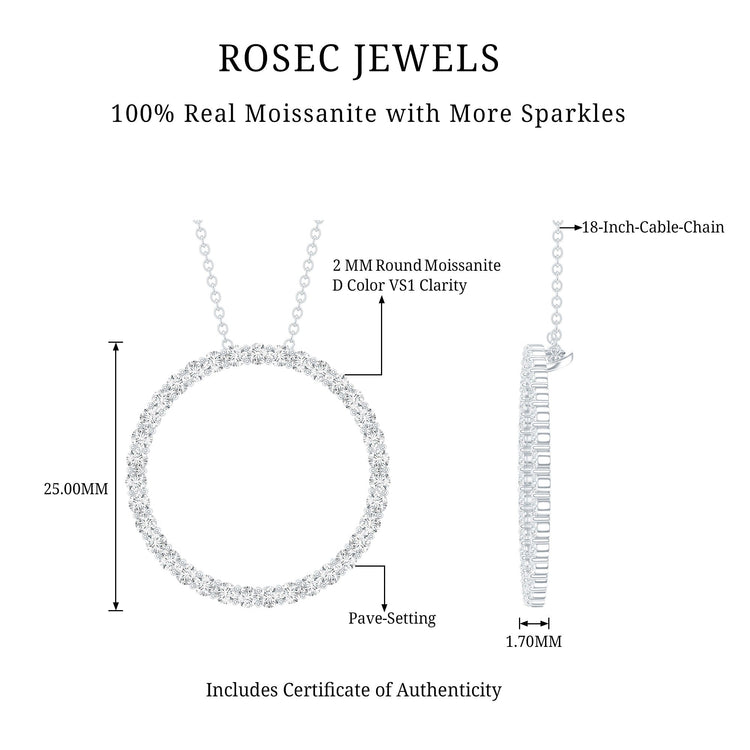 Certified Moissanite Eternity Necklace with Chain Rosec Jewels