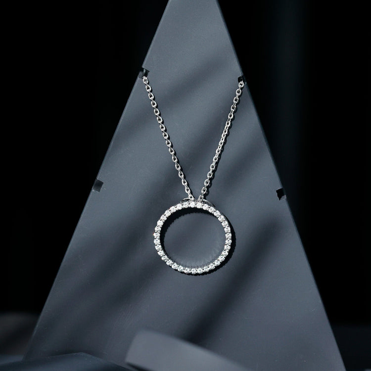 Certified Moissanite Eternity Necklace with Chain Rosec Jewels