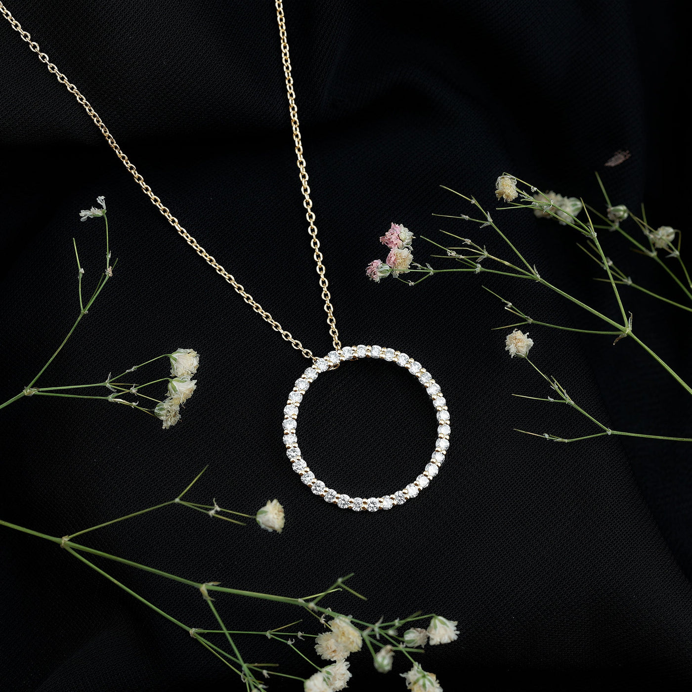 Certified Moissanite Eternity Necklace with Chain Rosec Jewels