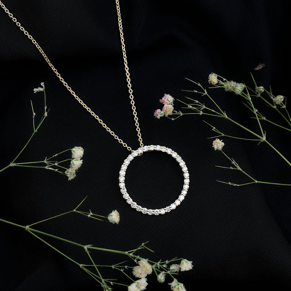 Certified Moissanite Eternity Necklace with Chain Rosec Jewels