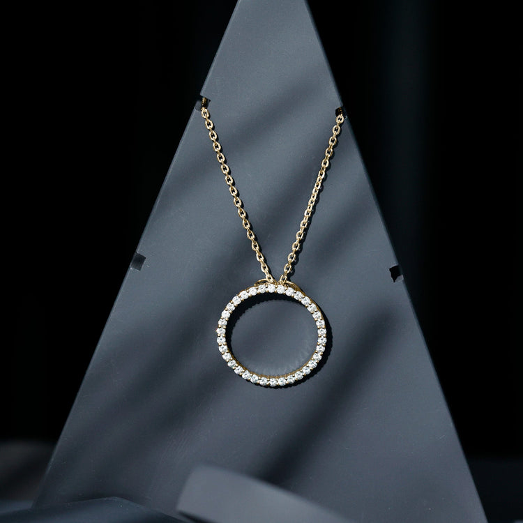 Certified Moissanite Eternity Necklace with Chain Rosec Jewels