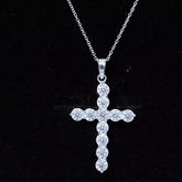Certified Round Moissanite Cross Pendant Necklace Rosec Jewels