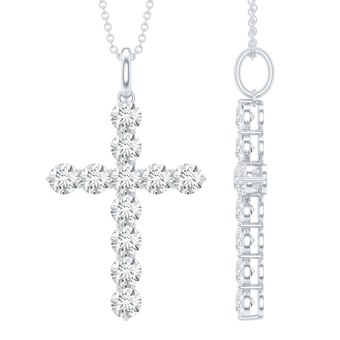 Certified Round Moissanite Cross Pendant Necklace Rosec Jewels