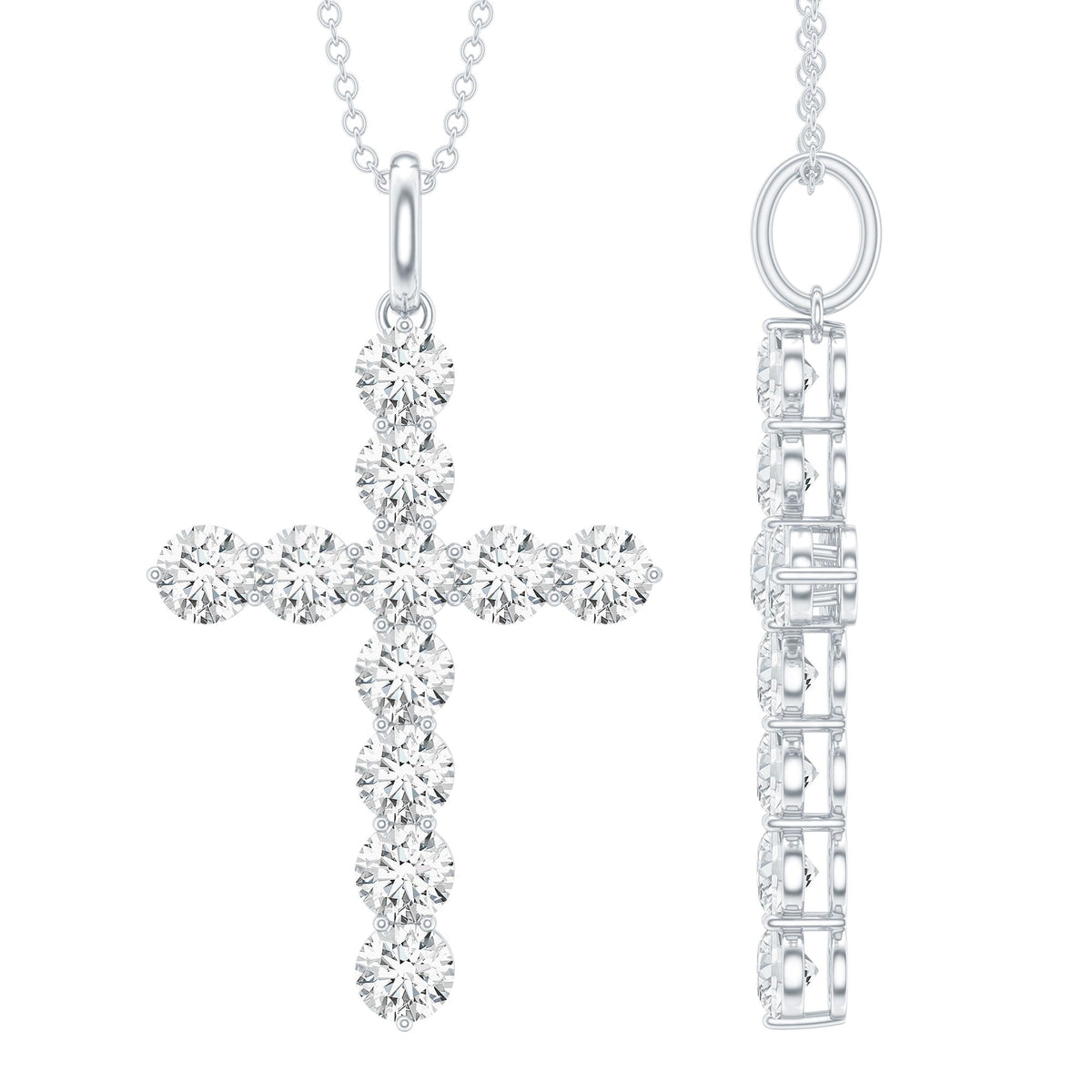 Certified Round Moissanite Cross Pendant Necklace Rosec Jewels