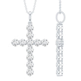 Certified Round Moissanite Cross Pendant Necklace Rosec Jewels
