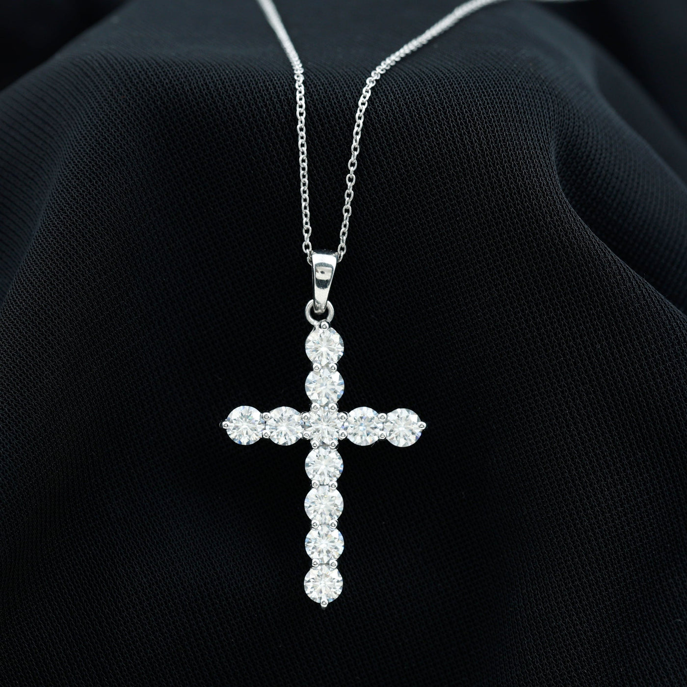 Certified Round Moissanite Cross Pendant Necklace Rosec Jewels