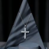 Certified Round Moissanite Cross Pendant Necklace Rosec Jewels
