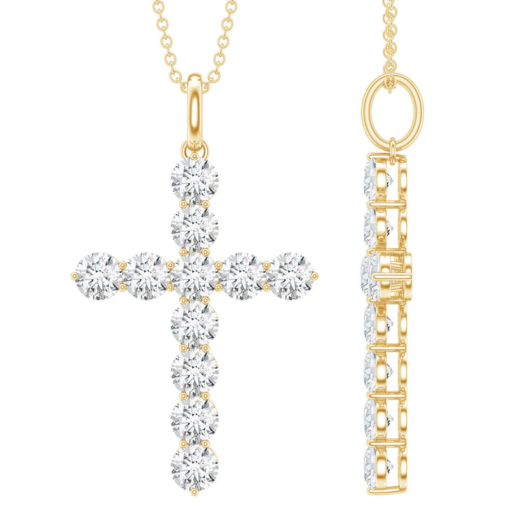 Certified Round Moissanite Cross Pendant Necklace Rosec Jewels