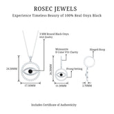 Black Onyx Evil Eye Necklace and Earrings Set with Certificate Rosec Jewels
