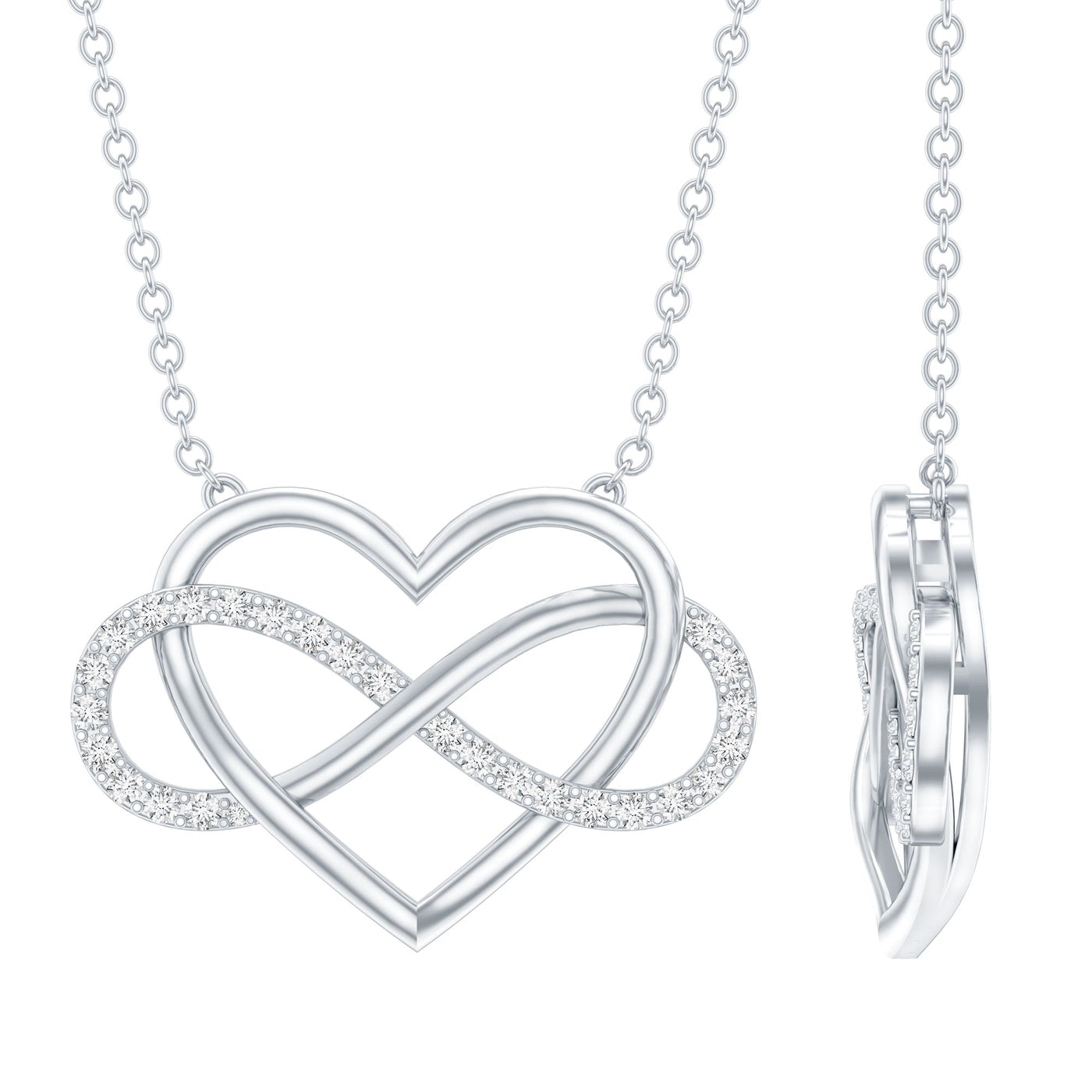 Certified Moissanite Infinity Heart Necklace Rosec Jewels