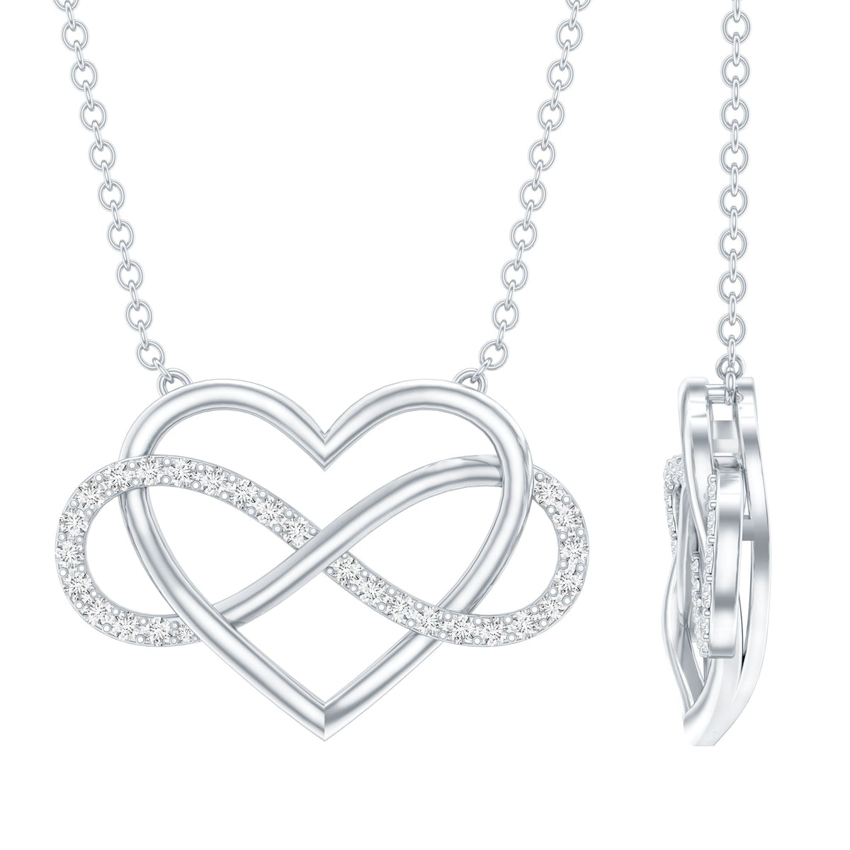 Certified Moissanite Infinity Heart Necklace Rosec Jewels