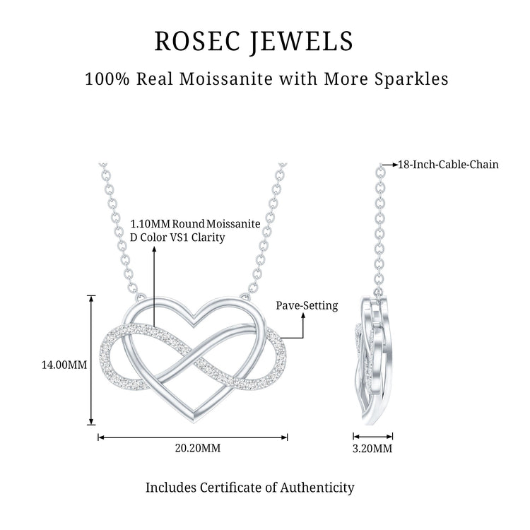 Certified Moissanite Infinity Heart Necklace Rosec Jewels