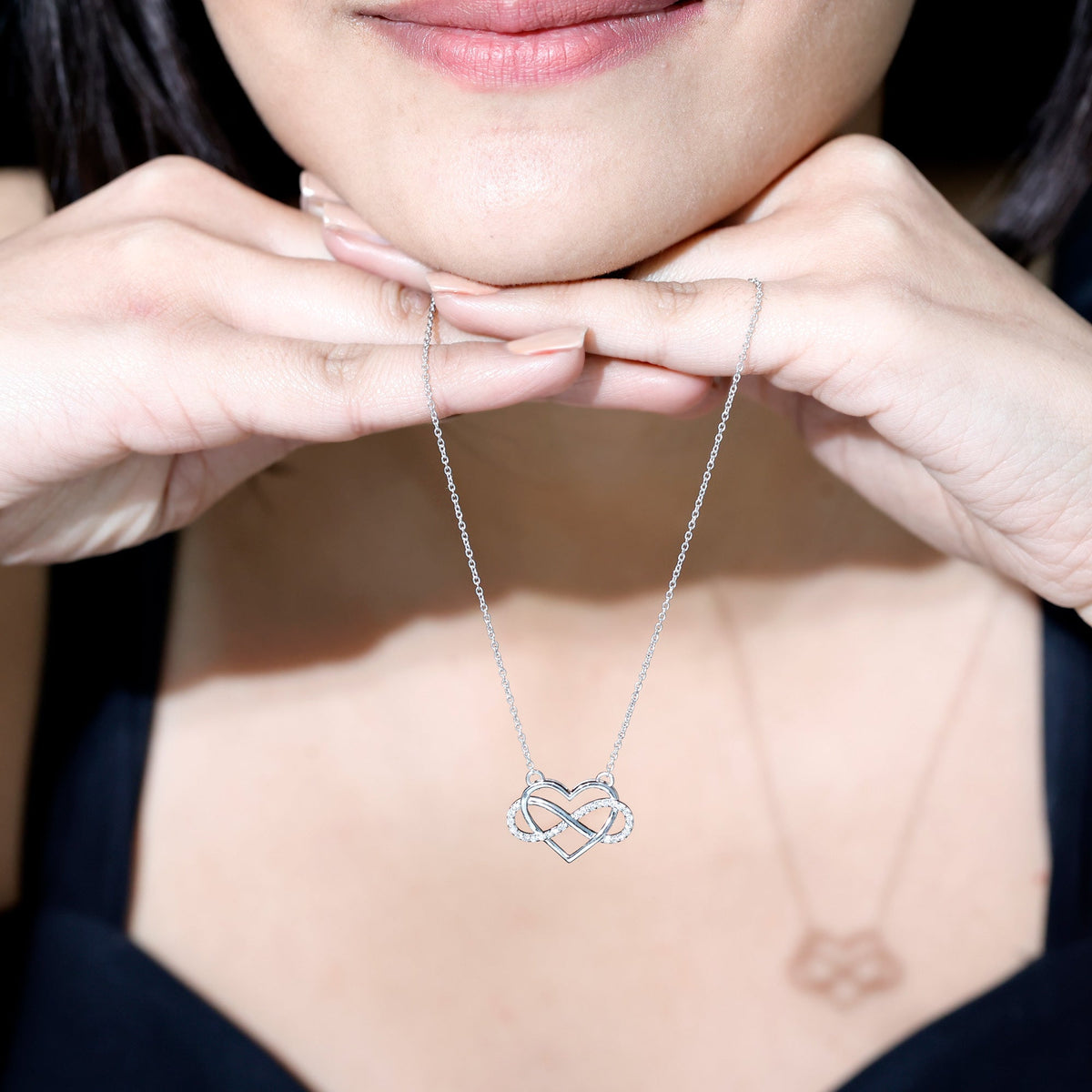 Certified Moissanite Infinity Heart Necklace Rosec Jewels