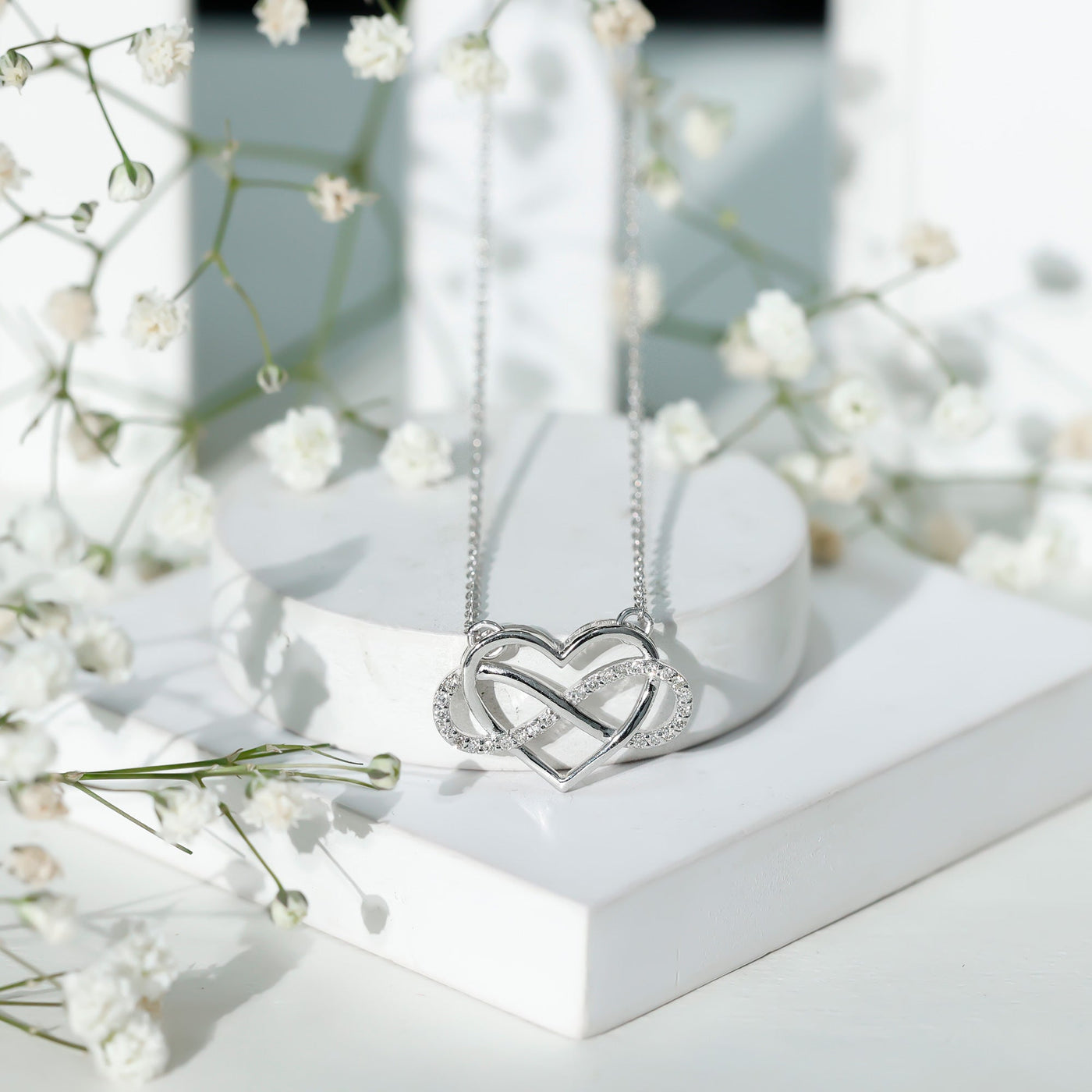 Certified Moissanite Infinity Heart Necklace Rosec Jewels