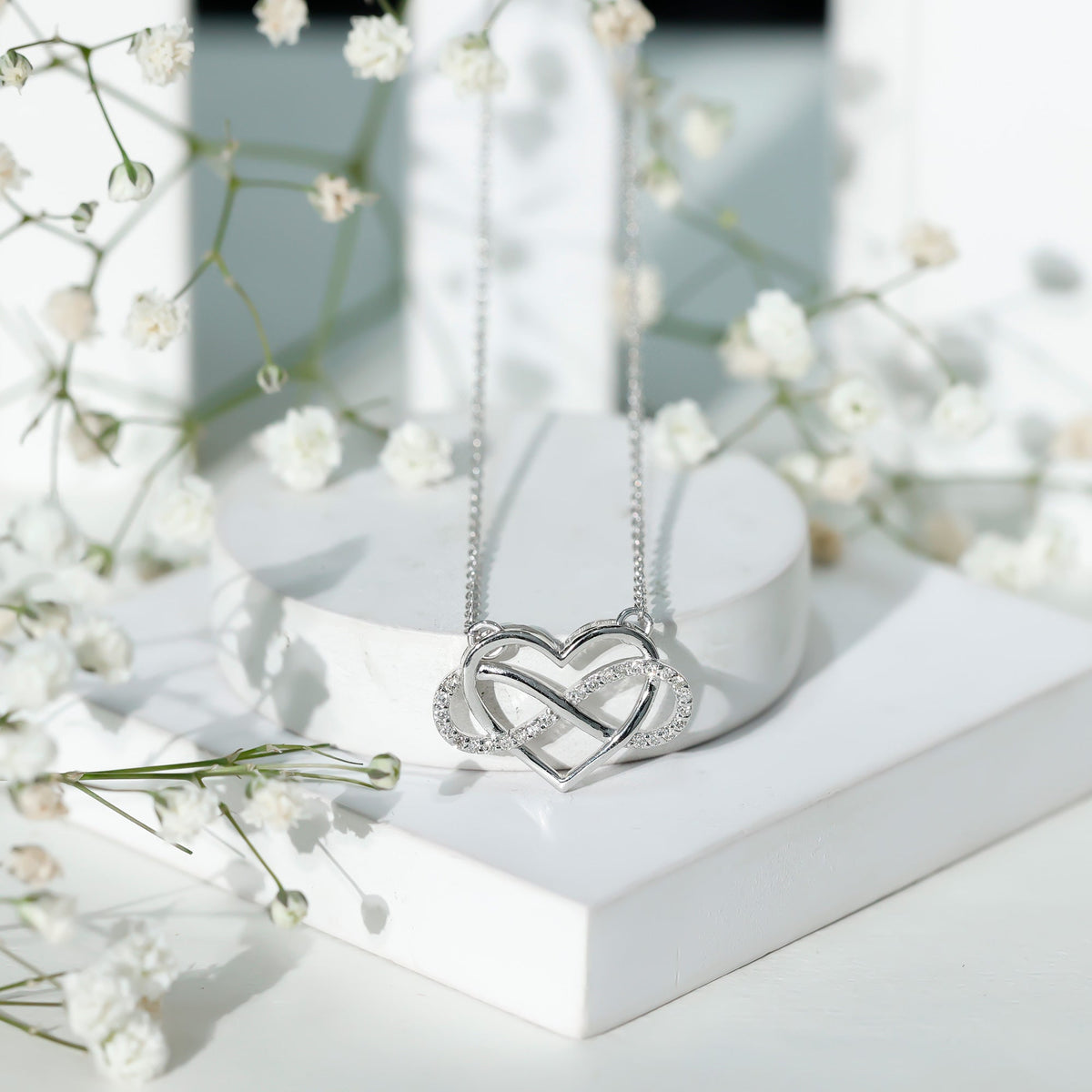 Certified Moissanite Infinity Heart Necklace Rosec Jewels