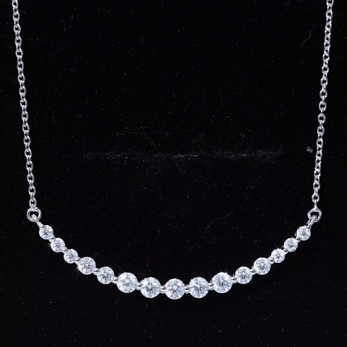 Moissanite Curved Bar Necklace for Women Rosec Jewels