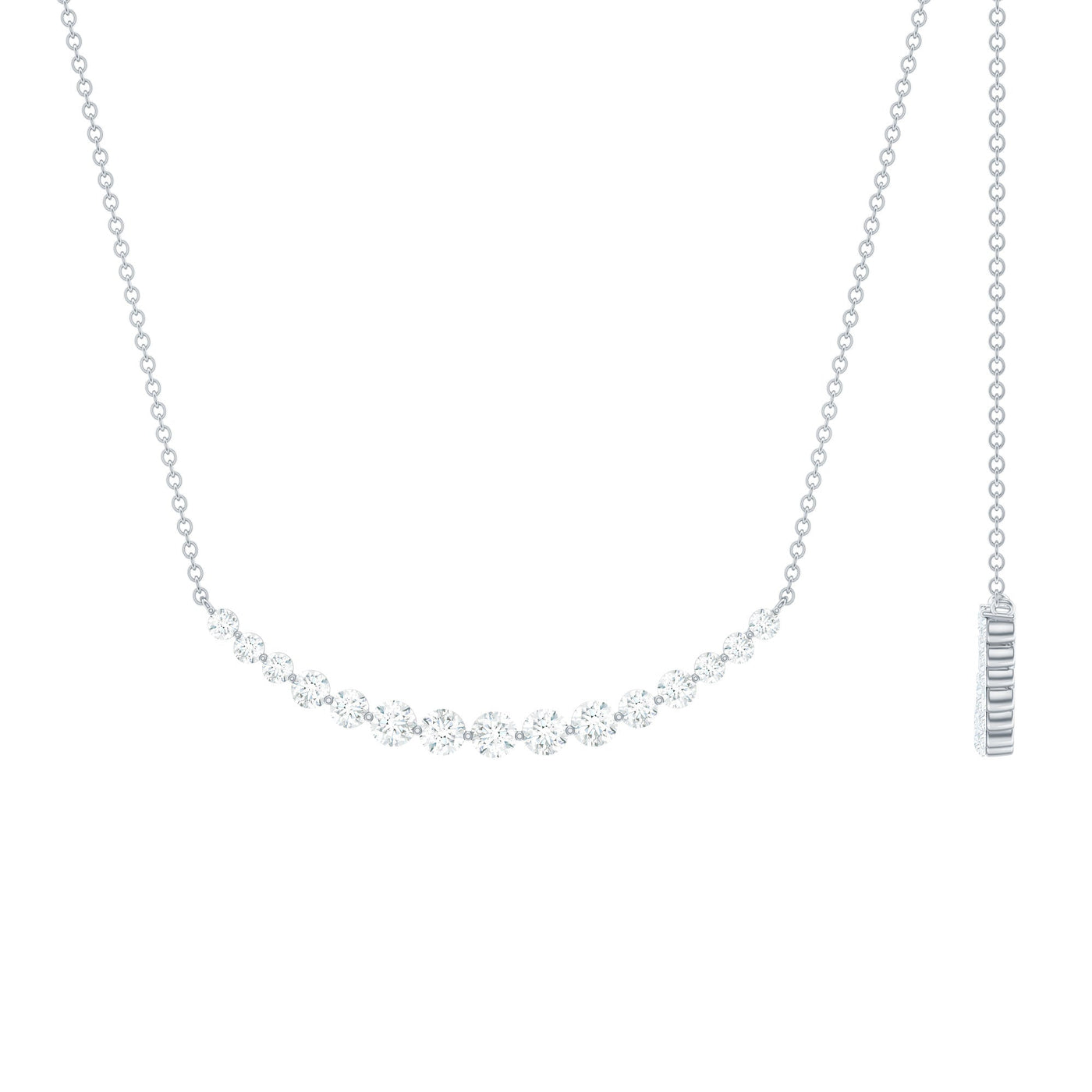 Moissanite Curved Bar Necklace for Women Rosec Jewels