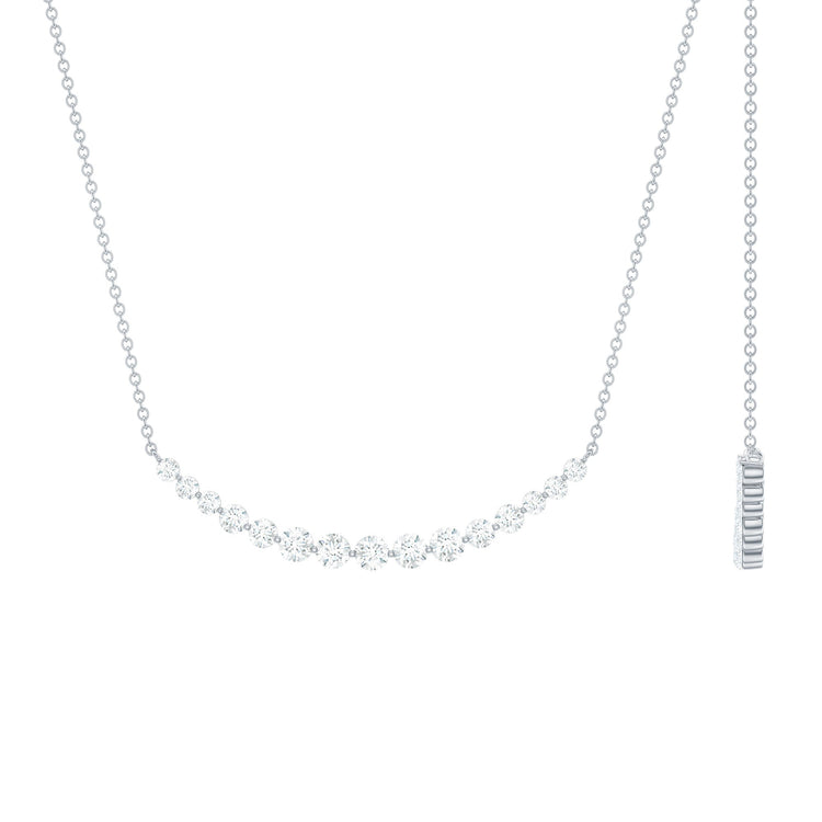 Moissanite Curved Bar Necklace for Women Rosec Jewels