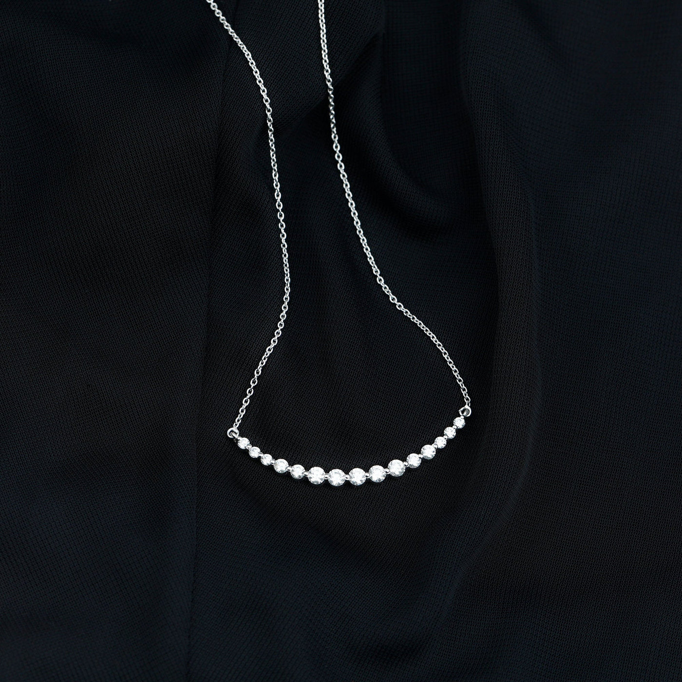 Moissanite Curved Bar Necklace for Women Rosec Jewels