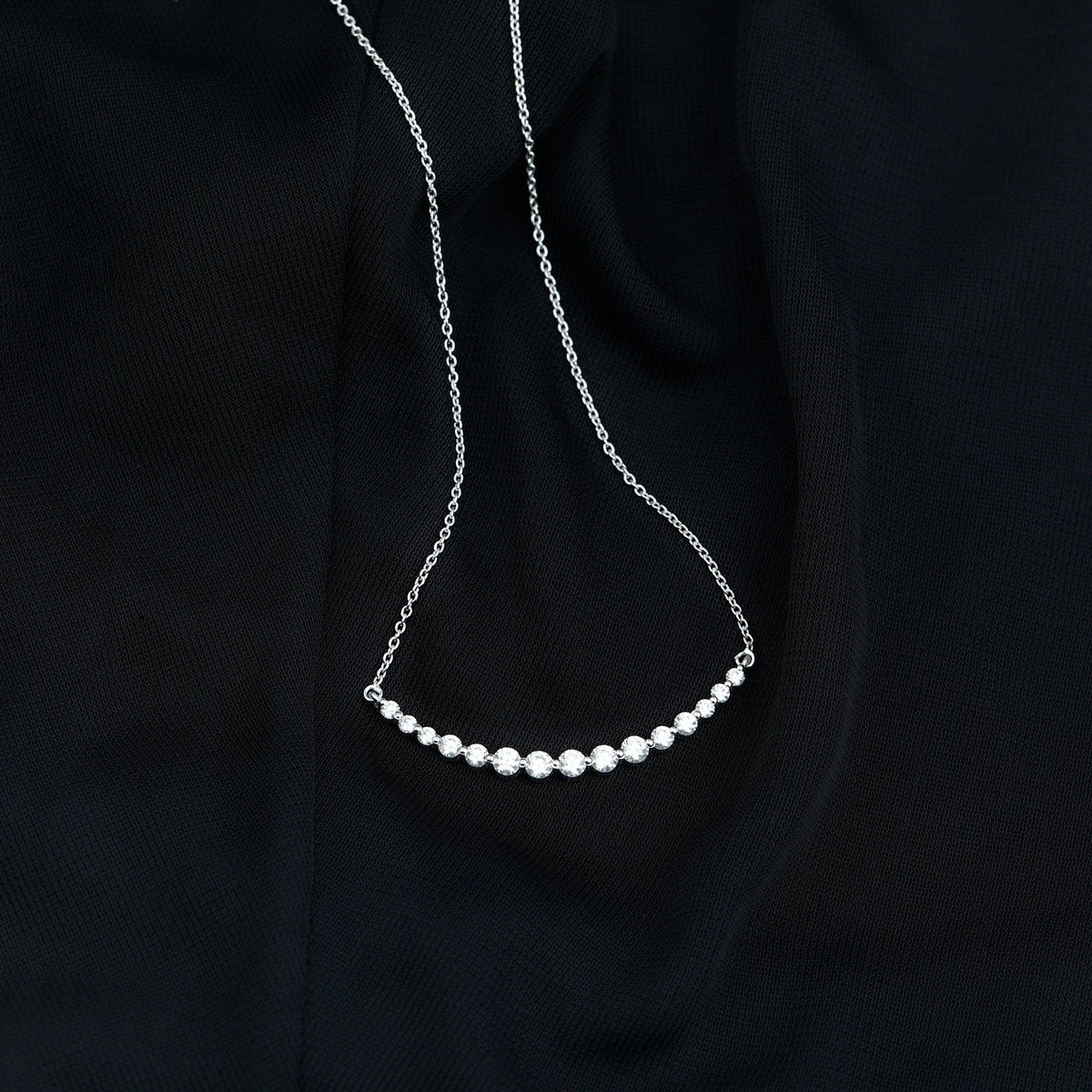 Moissanite Curved Bar Necklace for Women Rosec Jewels