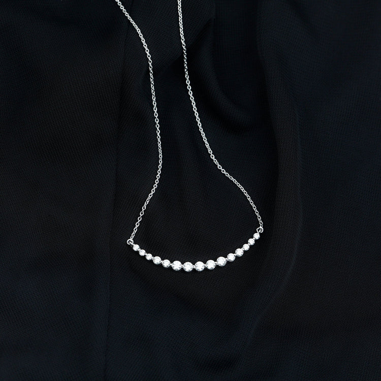 Moissanite Curved Bar Necklace for Women Rosec Jewels