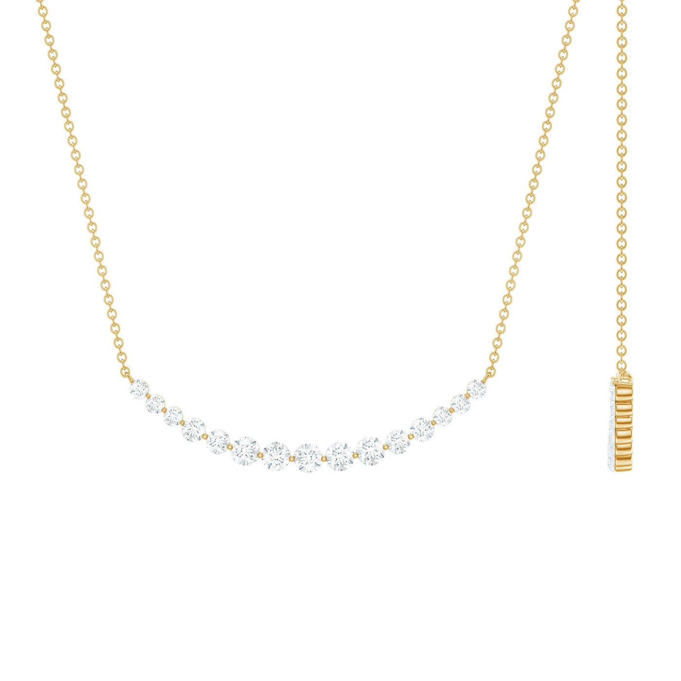 Moissanite Curved Bar Necklace for Women Rosec Jewels