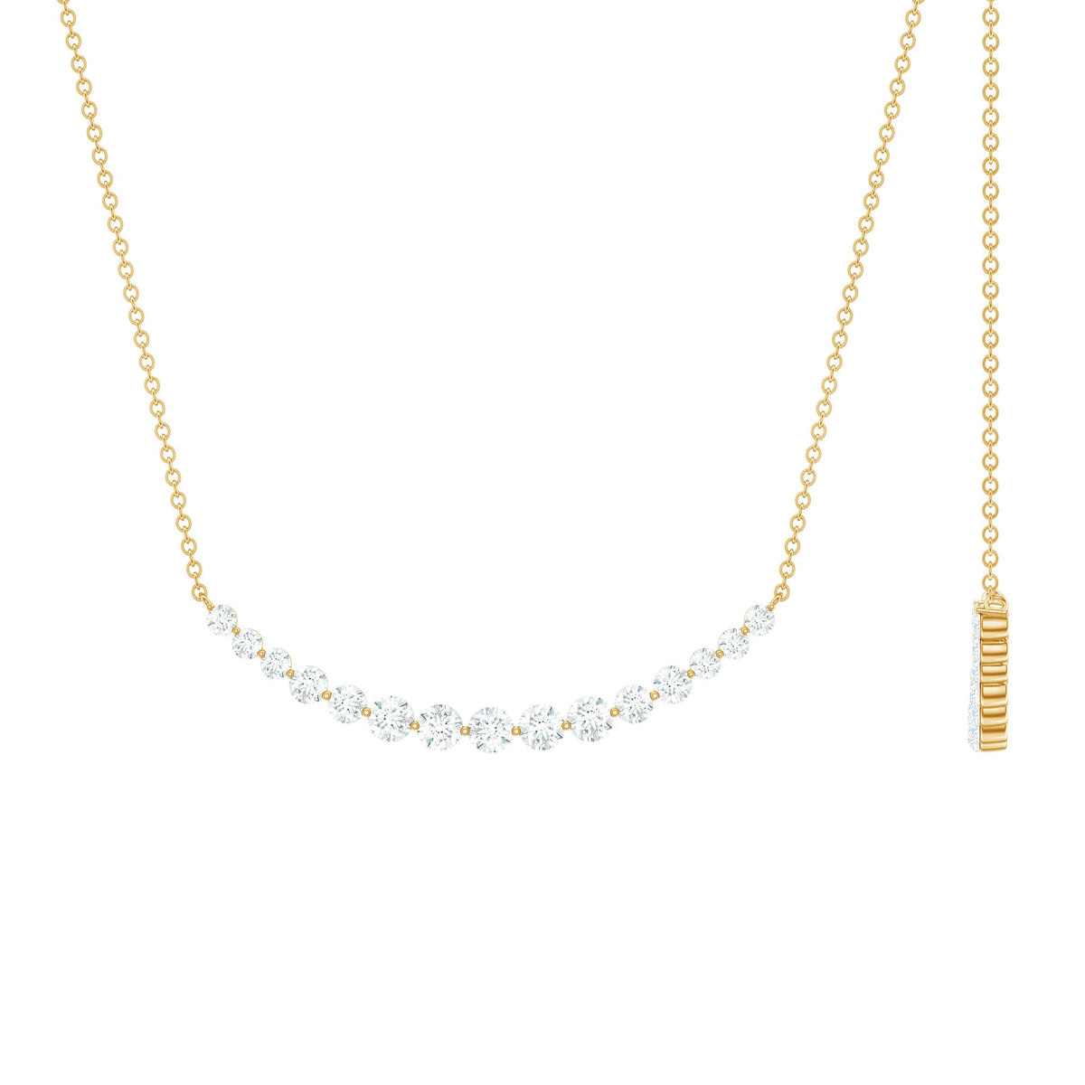 Moissanite Curved Bar Necklace for Women Rosec Jewels
