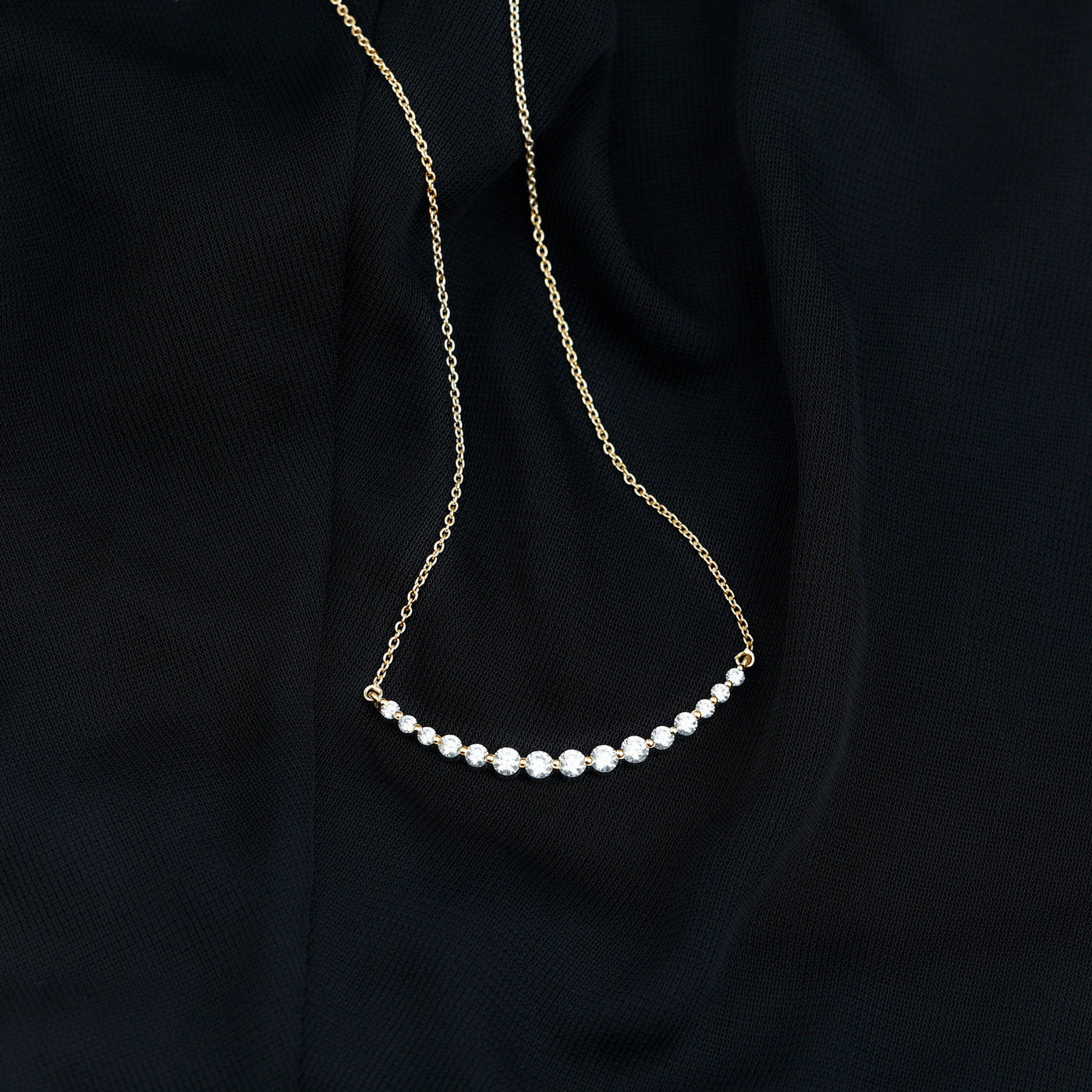 Moissanite Curved Bar Necklace for Women Rosec Jewels