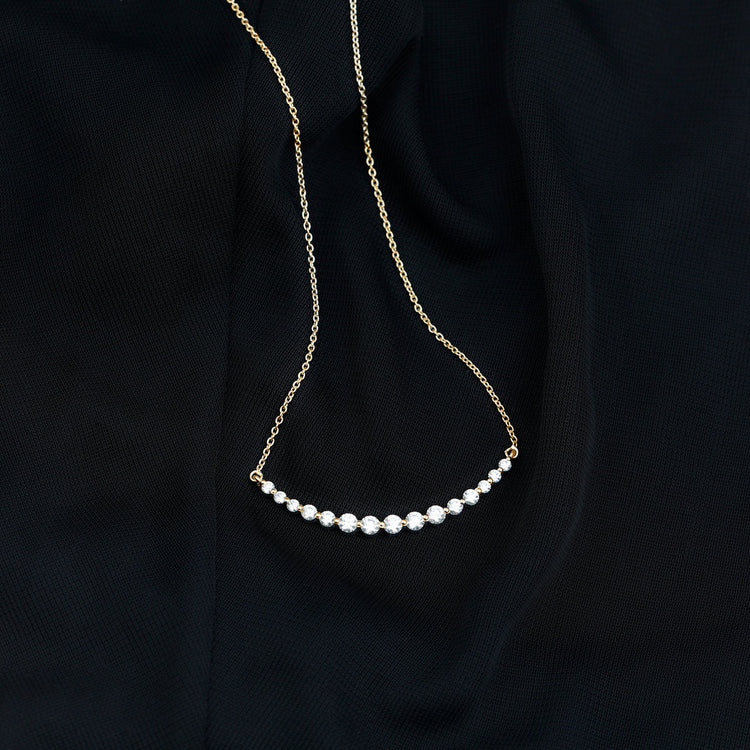 Moissanite Curved Bar Necklace for Women Rosec Jewels