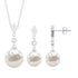 Freshwater Pearl Simple Dangle Drop Pendant and Earrings Set with Diamond Rosec Jewels