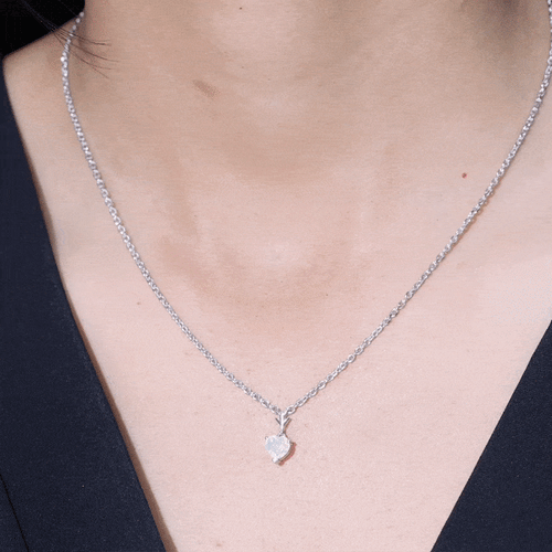 0.75 Carat Heart Shape Ethiopian Opal Necklace With Chain Rosec Jewels