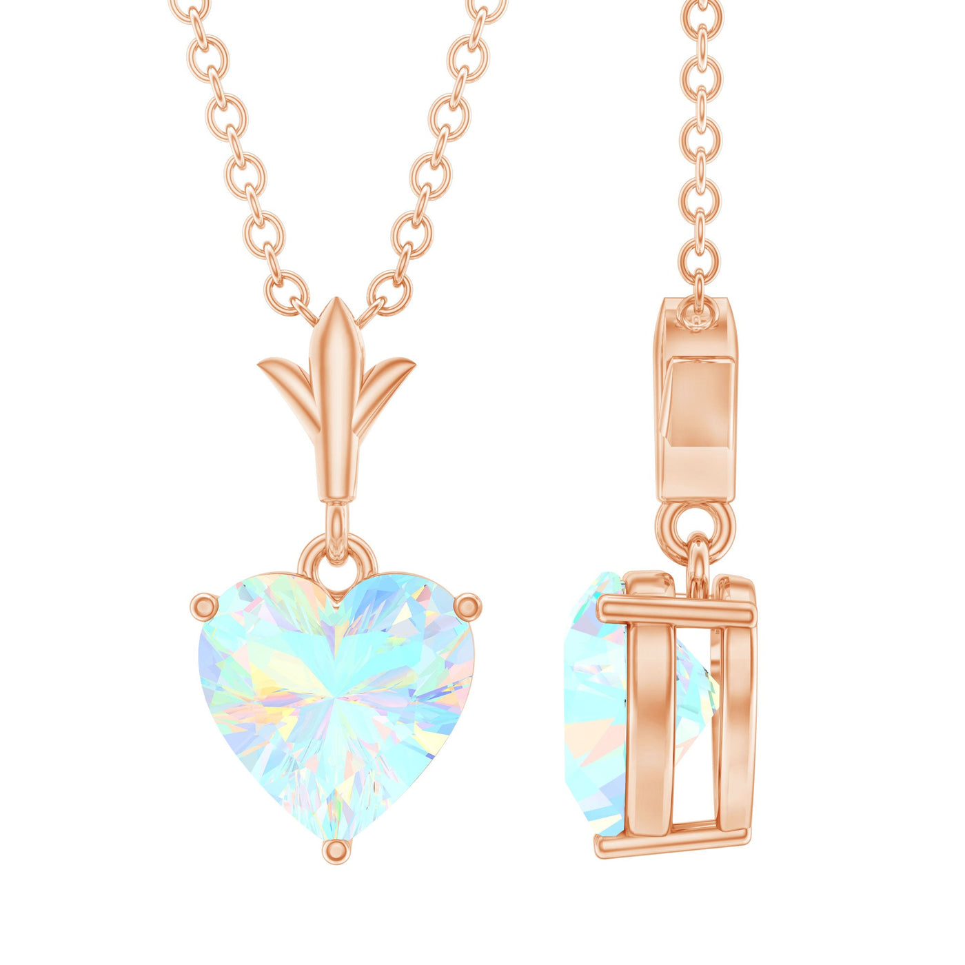0.75 Carat Heart Shape Ethiopian Opal Necklace With Chain Rosec Jewels
