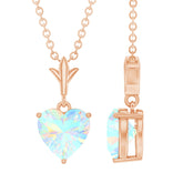 0.75 Carat Heart Shape Ethiopian Opal Necklace With Chain Rosec Jewels