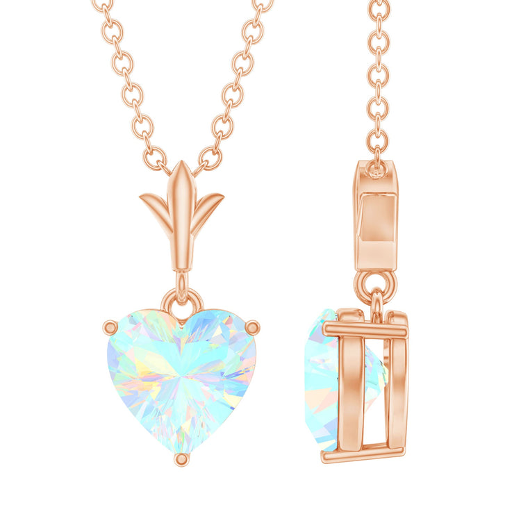 0.75 Carat Heart Shape Ethiopian Opal Necklace With Chain Rosec Jewels