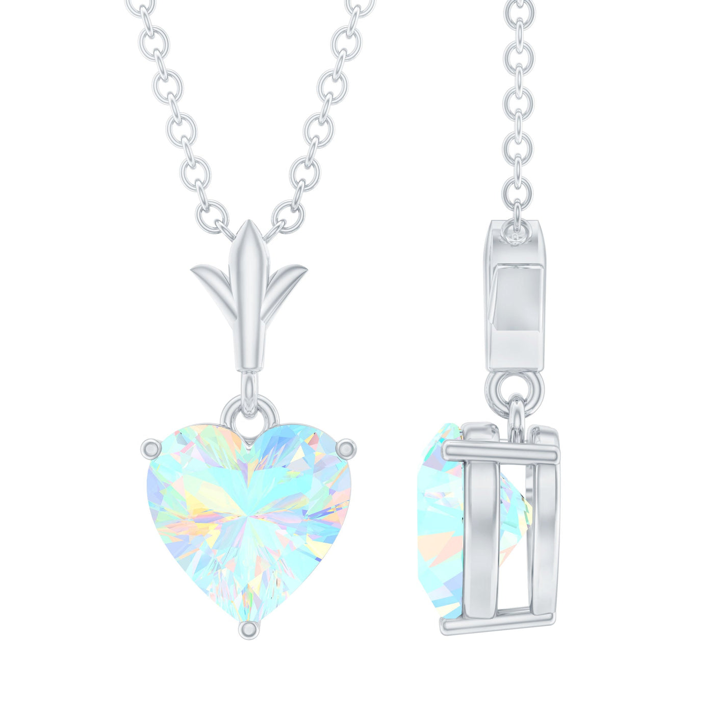 0.75 Carat Heart Shape Ethiopian Opal Necklace With Chain Rosec Jewels