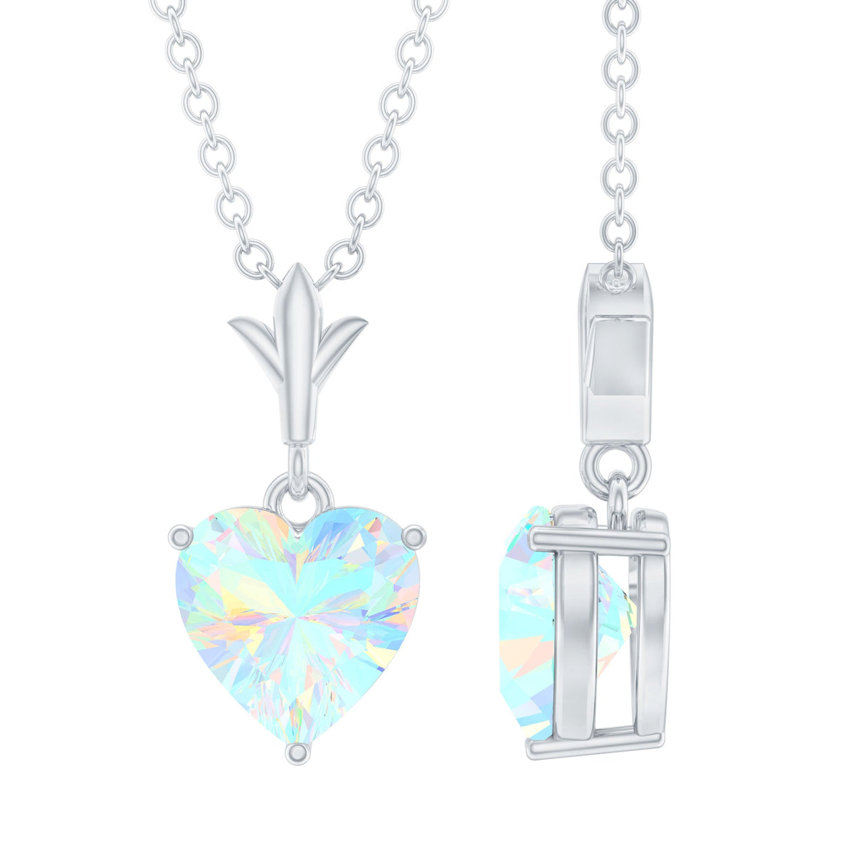 0.75 Carat Heart Shape Ethiopian Opal Necklace With Chain Rosec Jewels