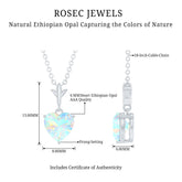 0.75 Carat Heart Shape Ethiopian Opal Necklace With Chain Rosec Jewels