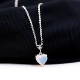 0.75 Carat Heart Shape Ethiopian Opal Necklace With Chain Rosec Jewels