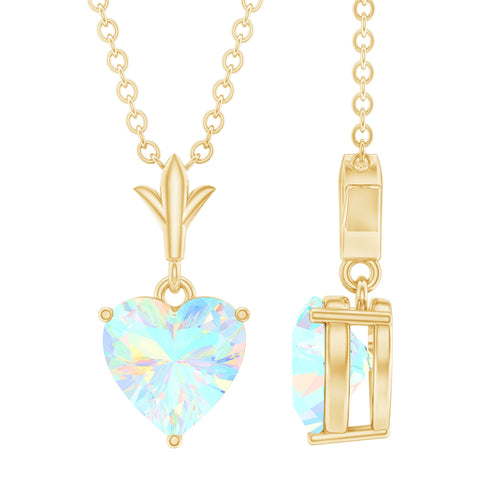 0.75 Carat Heart Shape Ethiopian Opal Necklace With Chain Rosec Jewels