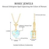 0.75 Carat Heart Shape Ethiopian Opal Necklace With Chain Rosec Jewels