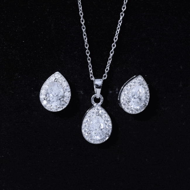 Certified Moissanite Teardrop Jewelry Set Rosec Jewels