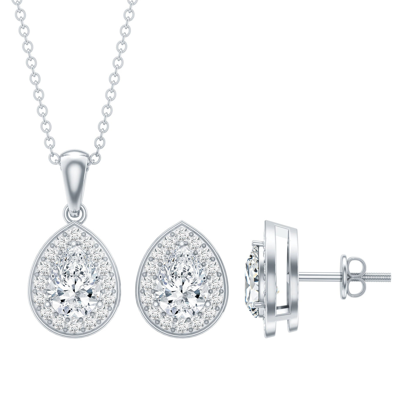 Certified Moissanite Teardrop Jewelry Set Rosec Jewels