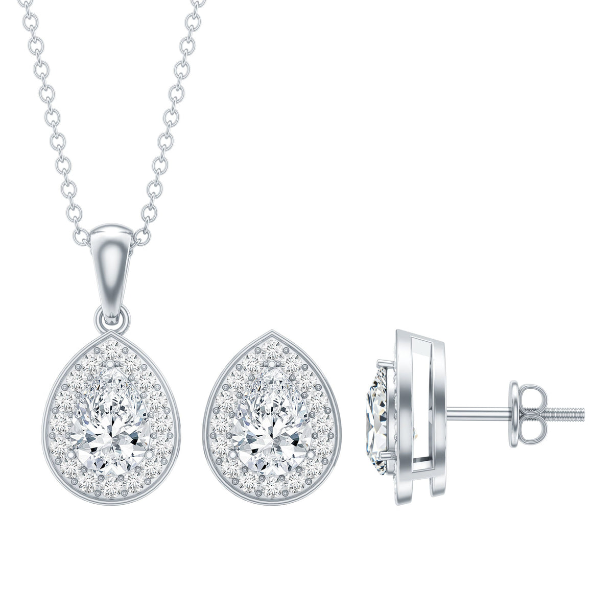 Certified Moissanite Teardrop Jewelry Set Rosec Jewels