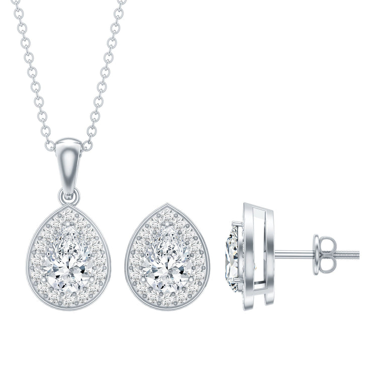 Certified Moissanite Teardrop Jewelry Set Rosec Jewels