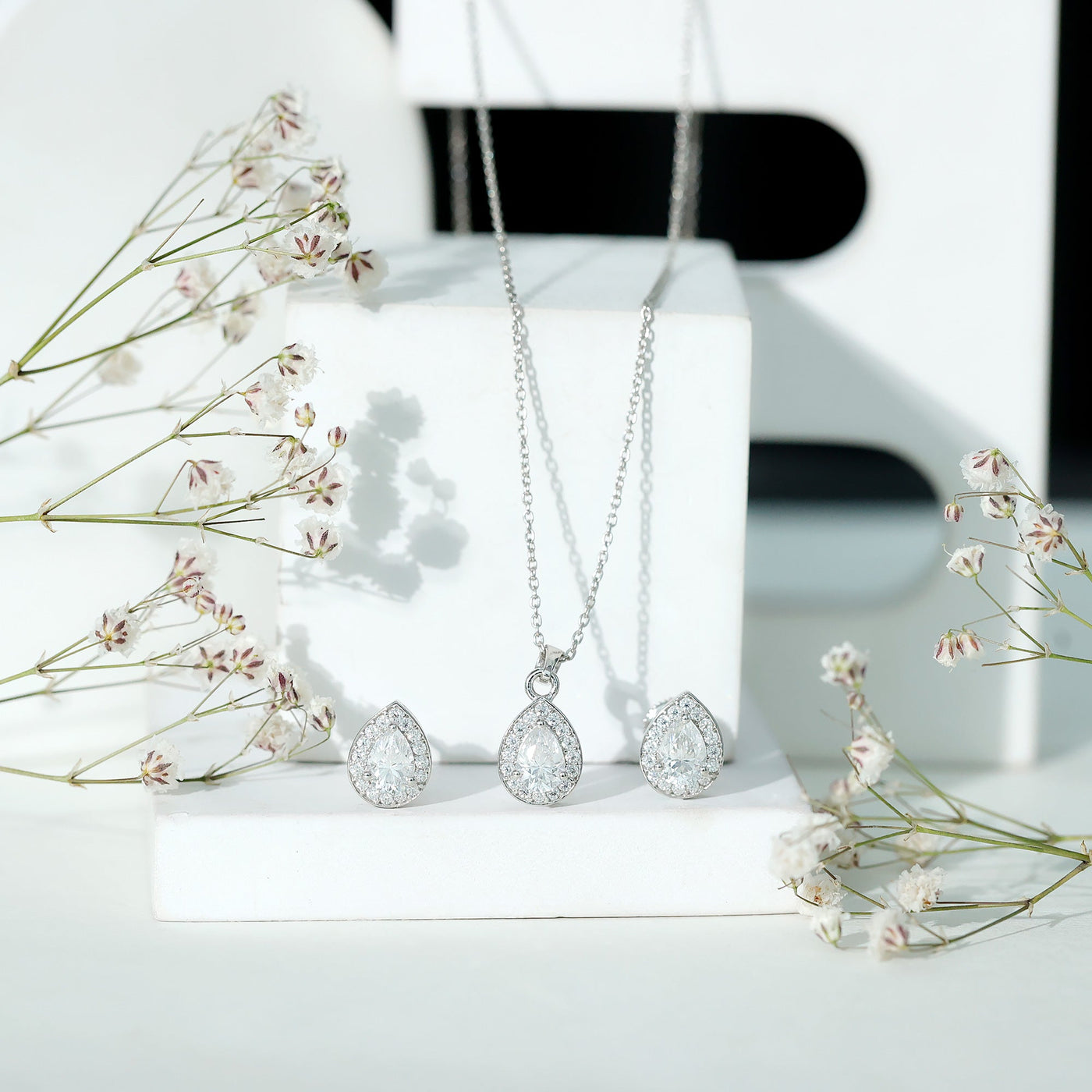 Certified Moissanite Teardrop Jewelry Set Rosec Jewels