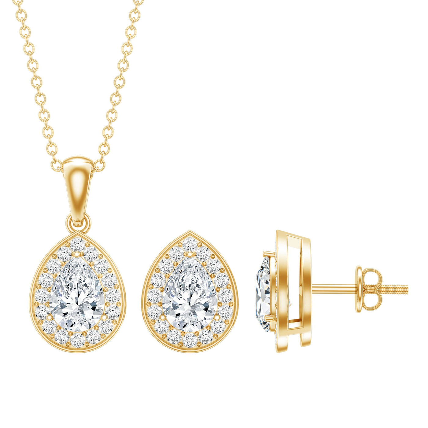 Certified Moissanite Teardrop Jewelry Set Rosec Jewels
